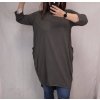 Šaty volnočasové bavlněné krátký rukáv dámské (XL/2XL ONE SIZE) ITALSKÁ MÓDA IMD22023 (Velikost XL/2XL, Barva zelená khaki)