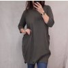 Šaty volnočasové bavlněné krátký rukáv dámské (XL/2XL ONE SIZE) ITALSKÁ MÓDA IMD22023 (Velikost XL/2XL, Barva zelená khaki)