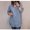 Košile riflová dlouhý rukáv dámská nadrozměr (2XL/3XL ONE SIZE) ITALSKÁ MÓDA IM822004 (Velikost 2XL/3XL, Barva světle modrá)