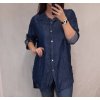 Košile riflová dlouhý rukáv dámská nadrozměr (2XL/3XL ONE SIZE) ITALSKÁ MÓDA IM822004 (Velikost 2XL/3XL, Barva světle modrá)