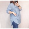 Košile riflová dlouhý rukáv dámská nadrozměr (2XL/3XL ONE SIZE) ITALSKÁ MÓDA IM822004 (Velikost 2XL/3XL, Barva světle modrá)
