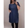 Šaty riflové letní krátký rukáv dámské nadrozměr (L/XL ONE SIZE) ITALSKÁ MÓDA IM722004/DR (Velikost S/M/L, Barva modrá)
