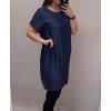 Šaty riflové letní krátký rukáv dámské nadrozměr (L/XL ONE SIZE) ITALSKÁ MÓDA IM722004/DR (Velikost S/M/L, Barva modrá)