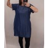 Šaty riflové letní krátký rukáv dámské nadrozměr (L/XL ONE SIZE) ITALSKÁ MÓDA IM722004/DR (Velikost S/M/L, Barva modrá)