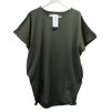 Šaty oversize krátký rukáv dámské nadrozměr (2XL/3XL ONE SIZE) ITALSKá MóDA IM722010 (Velikost 2XL/3XL, Barva zelená khaki)
