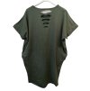 Šaty oversize krátký rukáv dámské nadrozměr (2XL/3XL ONE SIZE) ITALSKá MóDA IM722010 (Velikost 2XL/3XL, Barva zelená khaki)
