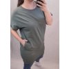 Šaty oversize krátký rukáv dámské nadrozměr (2XL/3XL ONE SIZE) ITALSKá MóDA IM722010 (Velikost 2XL/3XL, Barva zelená khaki)