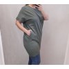 Šaty oversize krátký rukáv dámské nadrozměr (2XL/3XL ONE SIZE) ITALSKá MóDA IM722010 (Velikost 2XL/3XL, Barva zelená khaki)