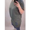 Šaty oversize krátký rukáv dámské nadrozměr (2XL/3XL ONE SIZE) ITALSKá MóDA IM722010 (Velikost 2XL/3XL, Barva zelená khaki)