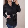 Tunika košilová oversize s páskem dlouhý rukáv dámská (M/L ONE SIZE)  ITALSKá MóDA IMC22021/DR (Velikost M/L, Barva béžová)