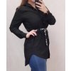 Tunika košilová oversize s páskem dlouhý rukáv dámská (M/L ONE SIZE)  ITALSKá MóDA IMC22021/DR (Velikost M/L, Barva béžová)
