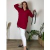 Tunika prodloužená/Šaty s páskem dlouhý rukáv dámská nadrozměr (XL/2XL ONE SIZE) ITALSKÁ MÓDA IMC22112/DUR (Velikost XL/2XL, Barva červená)