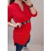 Tunika prodloužená/Šaty s páskem dlouhý rukáv dámská nadrozměr (XL/2XL ONE SIZE) ITALSKÁ MÓDA IMC22112/DUR (Velikost XL/2XL, Barva červená)
