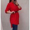 Tunika prodloužená/Šaty s páskem dlouhý rukáv dámská nadrozměr (XL/2XL ONE SIZE) ITALSKÁ MÓDA IMC22112/DUR (Velikost XL/2XL, Barva červená)