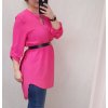Tunika prodloužená/Šaty s páskem dlouhý rukáv dámská nadrozměr (XL/2XL ONE SIZE) ITALSKÁ MÓDA IMC22112/DUR (Velikost XL/2XL, Barva červená)