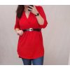 Tunika prodloužená/Šaty s páskem dlouhý rukáv dámská nadrozměr (XL/2XL ONE SIZE) ITALSKÁ MÓDA IMC22112/DUR (Velikost XL/2XL, Barva červená)