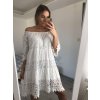 Šaty krajkové 3/4 rukáv dámské (L/XL ONE SIZE) ITALSKÁ MÓDA IM422286/DR (Velikost S/M/L, Barva bílá)
