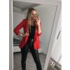 Sako elegantní dlouhý rukáv dámské (S/M ONE SIZE) ITALSKÁ MÓDA IMWB22635/DR (Velikost S/M/L, Barva červená)