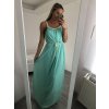 Šaty šifonové dlouhé letní na ramínkách dámské (S/L ONE SIZE) ITALSKá MóDA IMD22148/DR (Velikost M/L, Barva zelená mintova)