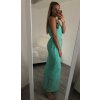 Šaty šifonové dlouhé letní na ramínkách dámské (S/L ONE SIZE) ITALSKá MóDA IMD22148/DR (Velikost M/L, Barva zelená mintova)