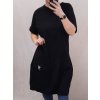 Šaty oversize krátký rukáv dámské nadrozměr (2XL/3XL ONE SIZE) ITALSKÁ MÓDA IM42222/DR (Velikost 2XL/3XL, Barva Černá)