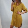Šaty košilové 3/4 dlouhý rukáv dámské (XL/2XL ONE SIZE) ITALSKÁ MÓDA IM421087/DR (Velikost XL/2XL, Barva červená)