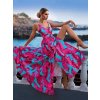 Šaty dlouhé letní na ramínkách dámské (S/M ONE SIZE) ITALSKÁ MÓDA IMWD215719LIST/DR (Velikost ONE SIZE, Barva zelená)