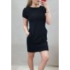 Šaty klasik krátký rukáv s kapsami dámské (UNI M/L) ITALSKÁ MÓDA IMD22CLASIK/DUR (Velikost M/L, Barva modrá královská)