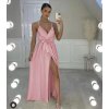 Šaty saténové elegantní na ramínka dlouhé dámské (S/M ONE SIZE) ITALSKÁ MÓDA IMD22263/DR (Velikost S/M/L, Barva béžová)
