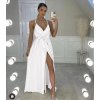 Šaty saténové elegantní na ramínka dlouhé dámské (S/M ONE SIZE) ITALSKÁ MÓDA IMD22263/DR (Velikost S/M/L, Barva béžová)