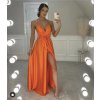 Šaty saténové elegantní na ramínka dlouhé dámské (S/M ONE SIZE) ITALSKÁ MÓDA IMD22263/DR (Velikost S/M/L, Barva béžová)