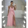 Šaty saténové elegantní na ramínka dlouhé dámské (S/M ONE SIZE) ITALSKÁ MÓDA IMD22263/DR (Velikost S/M/L, Barva béžová)