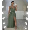 Šaty saténové elegantní na ramínka dlouhé dámské (S/M ONE SIZE) ITALSKÁ MÓDA IMD22263/DR (Velikost S/M/L, Barva béžová)