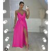 Šaty saténové elegantní na ramínka dlouhé dámské (S/M ONE SIZE) ITALSKÁ MÓDA IMD22263/DR (Velikost S/M/L, Barva béžová)