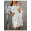 Šaty carmen krajkové bavlněné oversize krátký rukáv dámské nadrozměr (XL/2XL ONE SIZE) ITALSKÁ MÓDA IMD22161/DR (Velikost XL/2XL, Barva bílá)