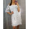 Šaty carmen krajkové bavlněné oversize krátký rukáv dámské nadrozměr (XL/2XL ONE SIZE) ITALSKÁ MÓDA IMD22161/DR (Velikost XL/2XL, Barva bílá)