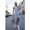 Šaty dlouhé letní krátký rukáv dámské  (S/M ONE SIZE) ITALSKÁ MODA IMD22067/DR