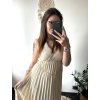 Šaty dlouhé elegantní letní šifonové bez rukávu dámské (S/M ONE SIZE) ITALSKÁ MÓDA IMD22324/DR (Velikost S/M/L, Barva béžová)