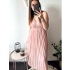 Šaty dlouhé elegantní letní šifonové bez rukávu dámské (S/M ONE SIZE) ITALSKÁ MÓDA IMD22324/DR (Velikost S/M/L, Barva béžová)