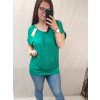 Tunika oversize krátký rukáv dámská nadrozměr (L/XL/2XL ONE SIZE) ITALSKÁ MÓDA IM722073/DR (Velikost XL/2XL, Barva zelená)