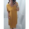Šaty dlouhé maxi letní volnočasové krátký rukáv dámské viskoza (L/XL/2XL/3XL ONE SIZE) ITALSKÁ MÓDA IMD22382/DR (Velikost 2XL/3XL, Barva žlutá hořčicová)