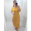 Šaty dlouhé maxi letní volnočasové krátký rukáv dámské viskoza (L/XL/2XL/3XL ONE SIZE) ITALSKÁ MÓDA IMD22382/DR (Velikost 2XL/3XL, Barva žlutá hořčicová)