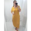 Šaty dlouhé maxi letní volnočasové krátký rukáv dámské viskoza (L/XL/2XL/3XL ONE SIZE) ITALSKÁ MÓDA IMD22382/DR (Velikost 2XL/3XL, Barva žlutá hořčicová)