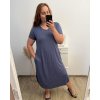 Šaty dlouhé maxi letní volnočasové krátký rukáv dámské viskoza (L/XL/2XL/3XL ONE SIZE) ITALSKÁ MÓDA IMD22382/DR (Velikost 2XL/3XL, Barva žlutá hořčicová)