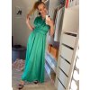 Šaty dlouhé saténové s variabilním zavazováním letní dámské  (S/M/L ONE SIZE) ITALSKÁ MÓDA IMM2250677/DR (Velikost M/L, Barva zelená)
