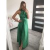 Šaty dlouhé saténové s variabilním zavazováním letní dámské  (S/M/L ONE SIZE) ITALSKÁ MÓDA IMM2250677/DR (Velikost M/L, Barva zelená)