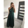 Šaty dlouhé saténové s variabilním zavazováním letní dámské  (S/M/L ONE SIZE) ITALSKÁ MÓDA IMM2250677/DR (Velikost M/L, Barva zelená)