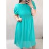 Šaty žabičkované krátký rukáv dámské nadrozměr (XL/2XL ONE SIZE) ITALSKÁ MÓDA IMWQ22030/DR (Velikost XL/2XL, Barva Černá)