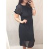 Šaty žabičkované krátký rukáv dámské nadrozměr (XL/2XL ONE SIZE) ITALSKÁ MÓDA IMWQ22030/DR (Velikost XL/2XL, Barva Černá)