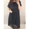 Šaty žabičkované krátký rukáv dámské nadrozměr (XL/2XL ONE SIZE) ITALSKÁ MÓDA IMWQ22030/DR (Velikost XL/2XL, Barva Černá)